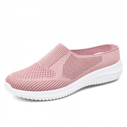 XRH Wholesale Mesh Knit Slippers Custom Logo Pink Walking Style Flats Shoes Purple Slip On Casual Shoes For Mother Women